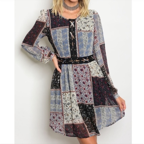 [Hommage] Multicolor Printed Sexy Back Dress New - Picture 2 of 8